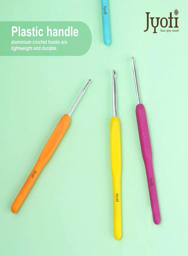 Jyoti Crochet Hook Aluminium with Plastic Handle for Wool Work, Hand Knitted Sewing DIY Craft Weaving Needle, Ideal for Sweaters, Purses, Scarves, Hats, # 15701 (6"/15cm of Size 9 to 12) - Image 4